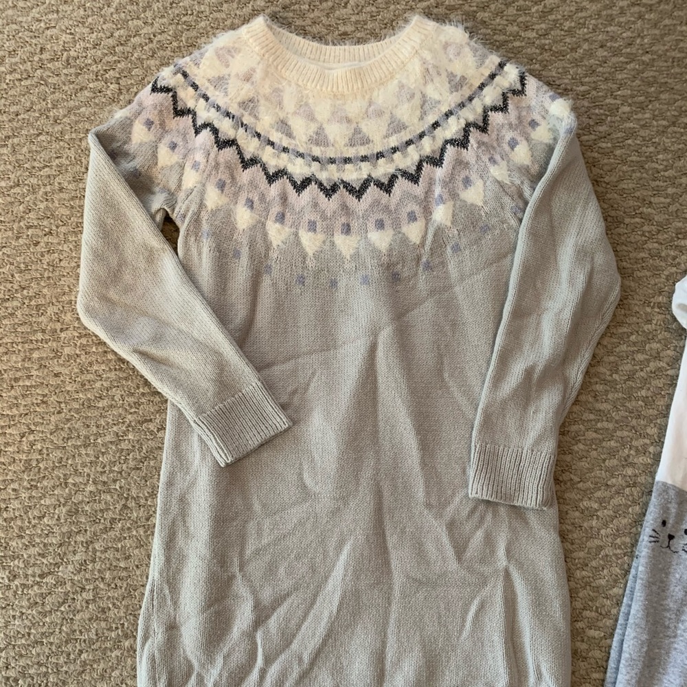 Gap Fair Isle Sweater Dress Gap White Holiday L 10 11 Tights Christmas